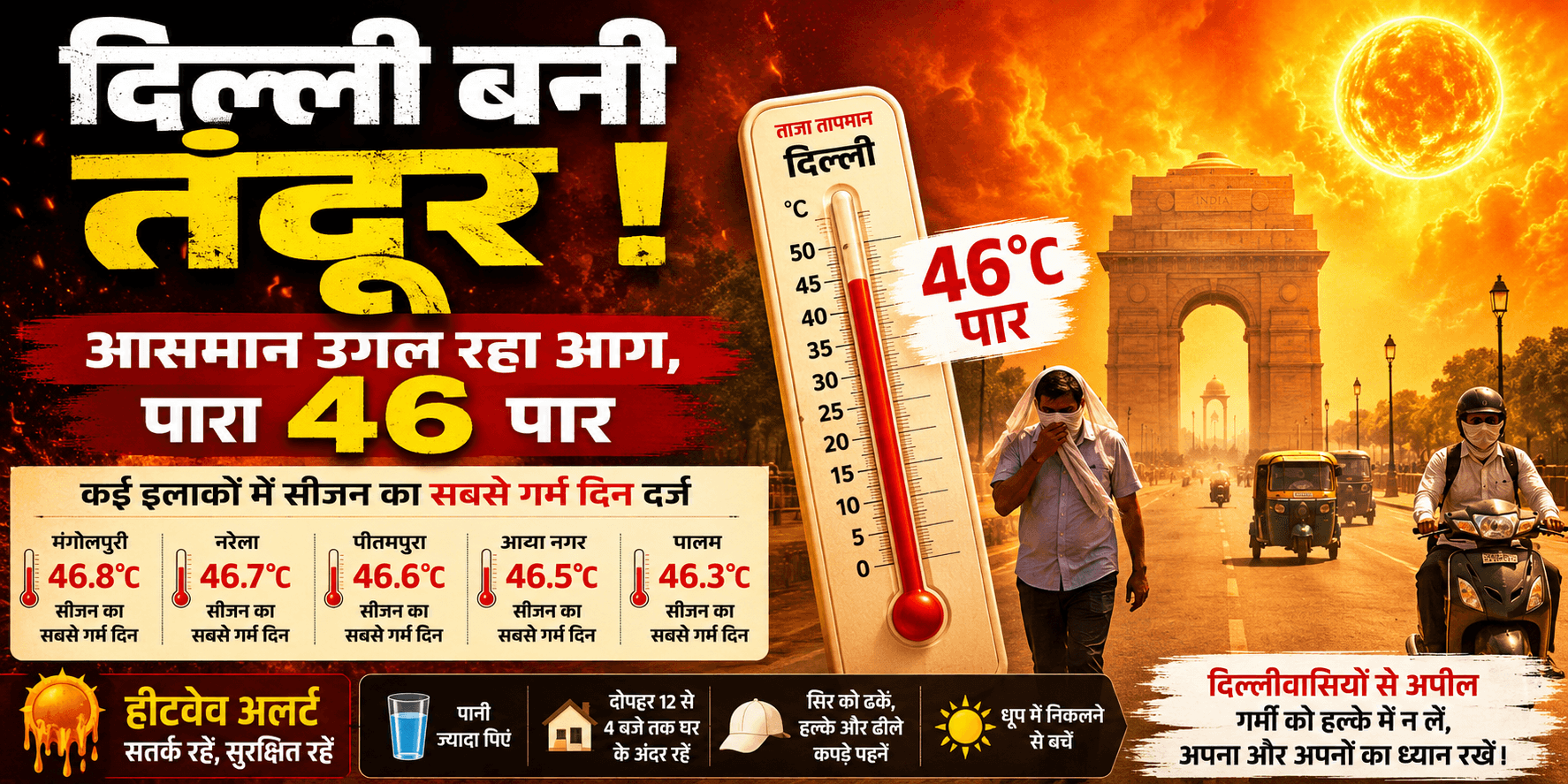 Delhi heatwave temperature crosses